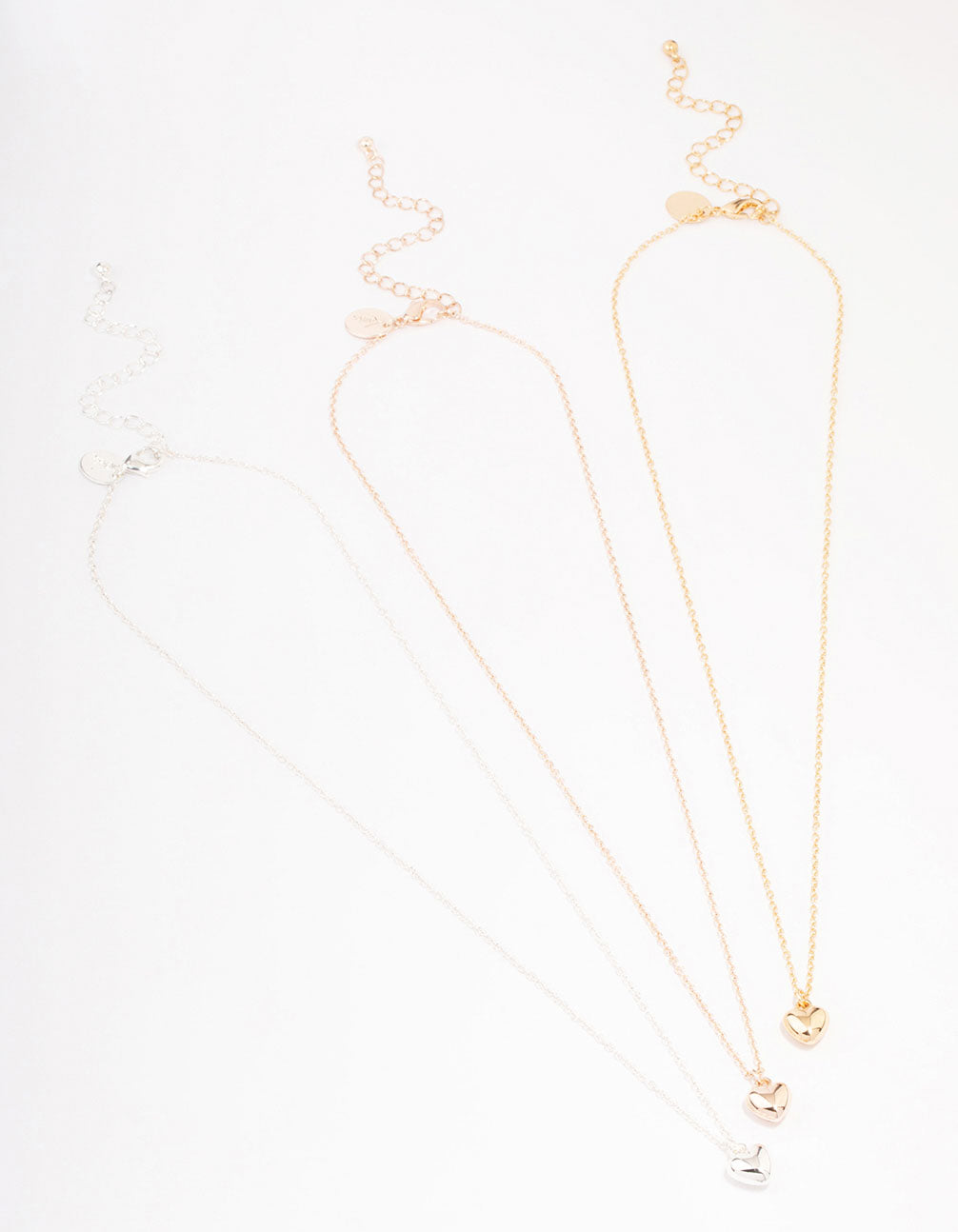 Mixed Metal Bubble Heart Necklace 3-Pack