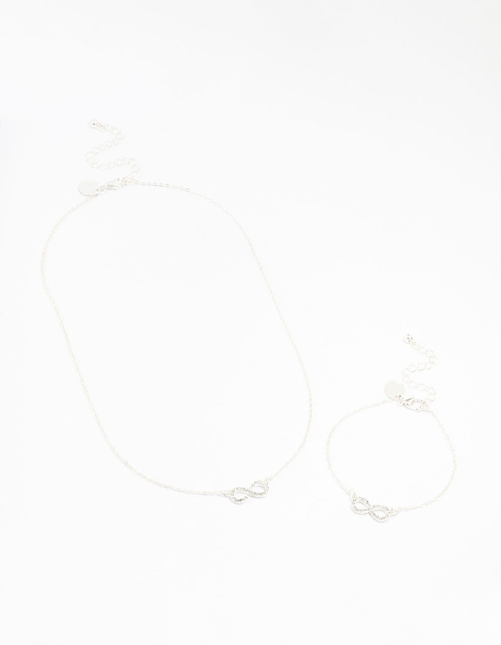 Silver Plated Infinity Necklace & Bracelet Set