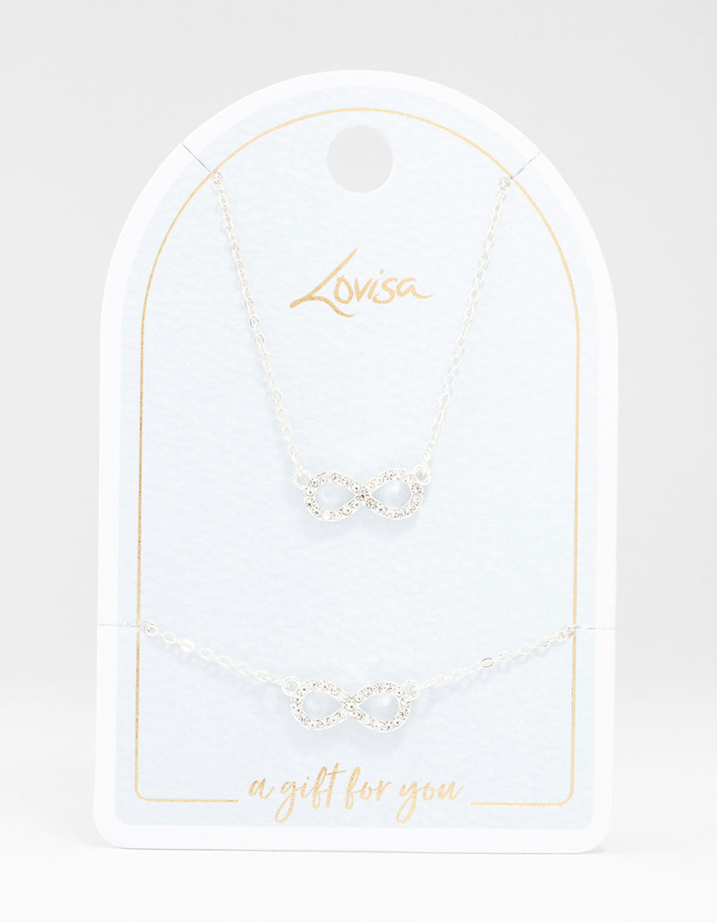 Silver Plated Infinity Necklace & Bracelet Set