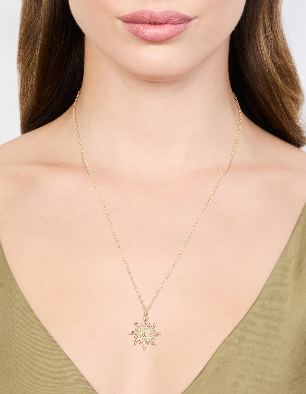 Gold Diamante Sun Necklace