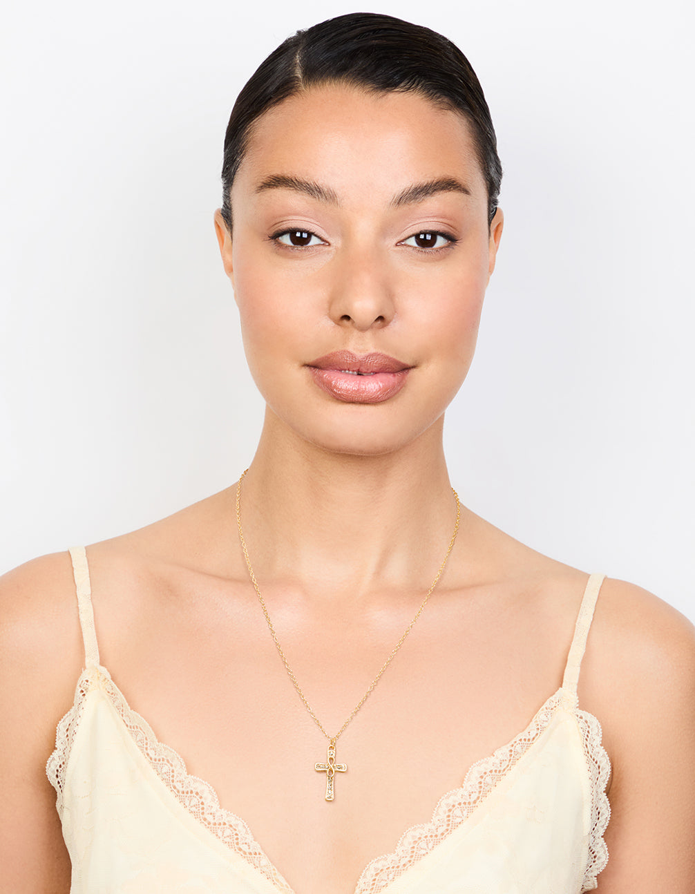 Gold Diamante Cross Necklace