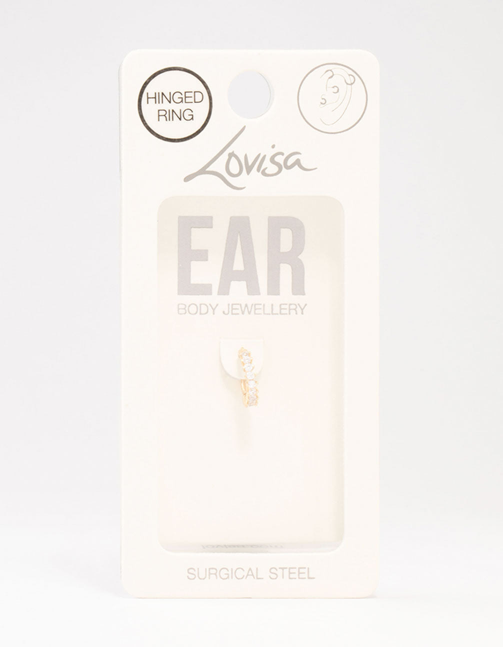 Gold Plated Surgical Steel Half Set Cubic Zirconia Clicker Ring