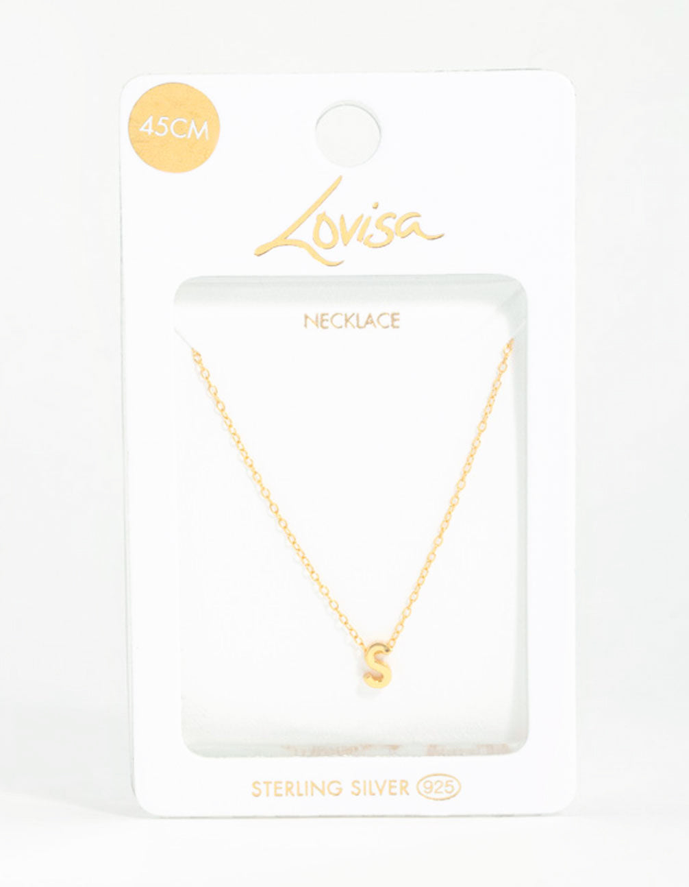 Gold Plated Sterling Silver Initial S Necklace