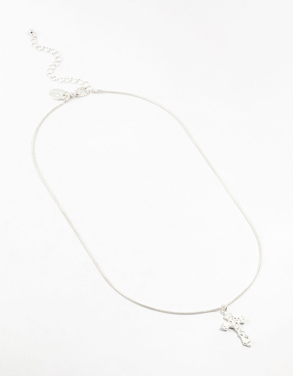 Silver Plated Round Snake Chain Ornate Necklace