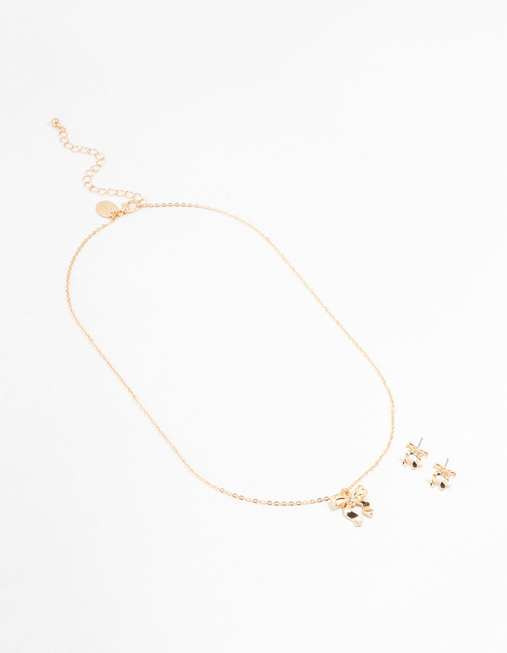 Gold Bows Necklace & Earring Set