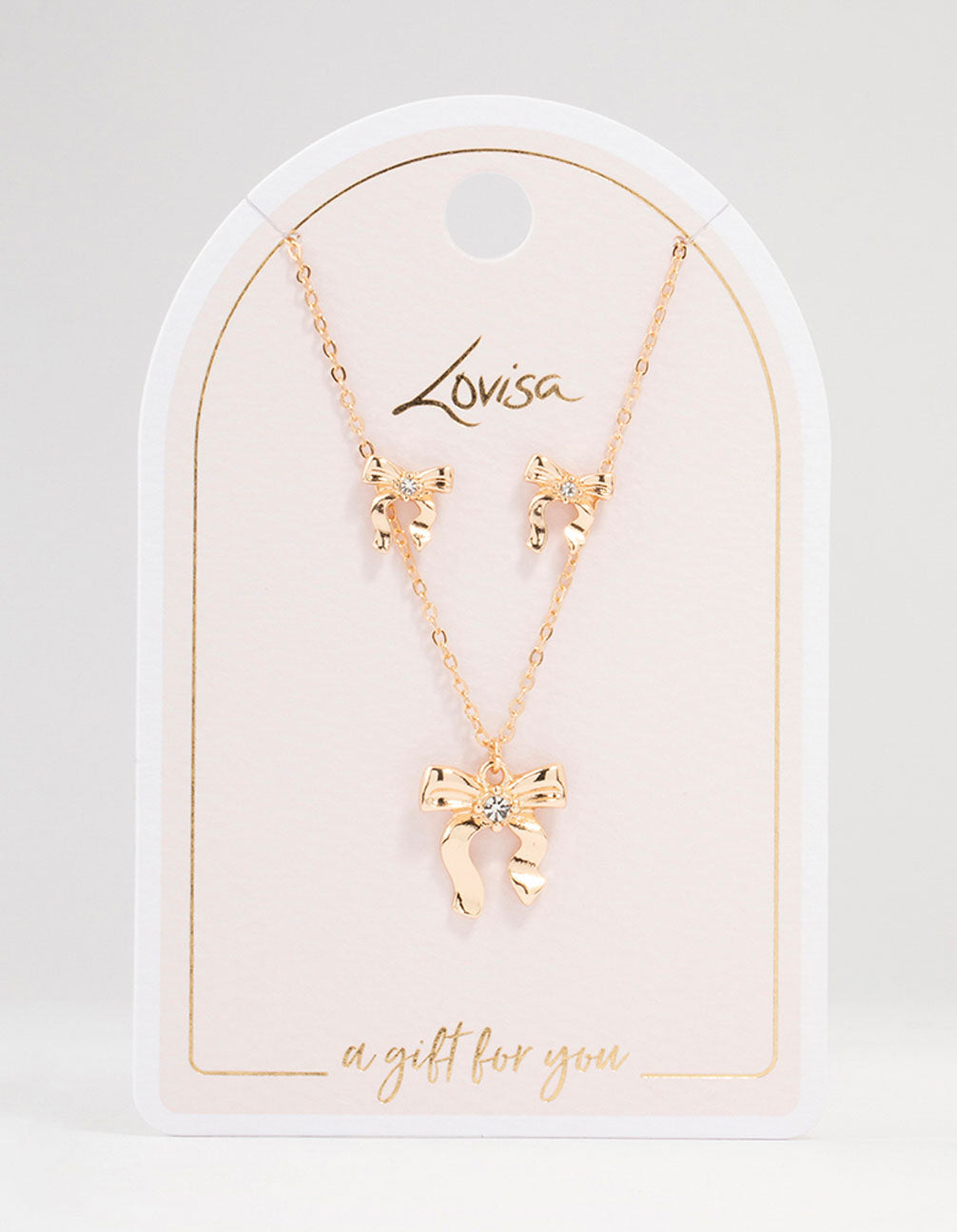 Gold Bows Necklace & Earring Set