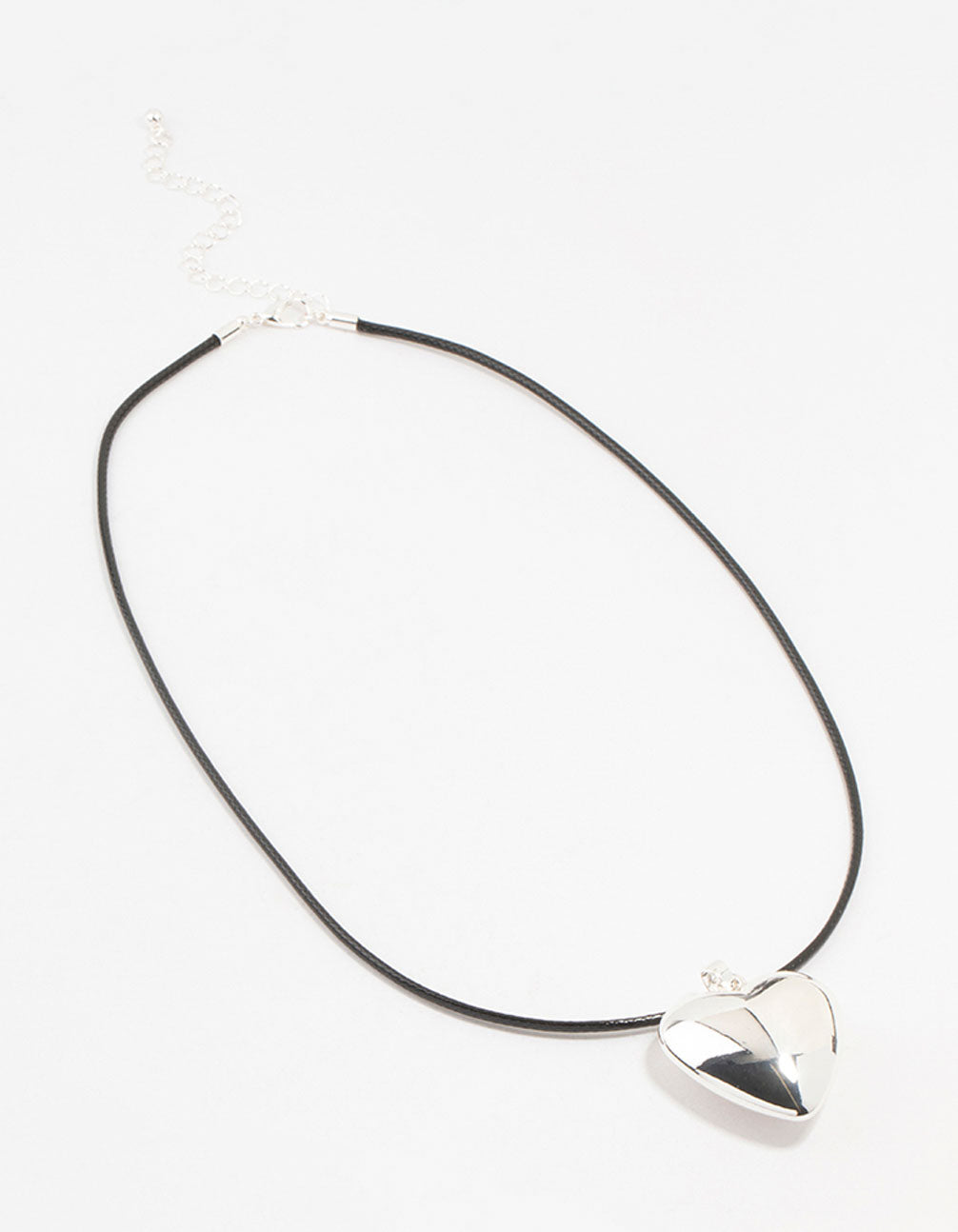 Silver Plated Heart Cord Necklace