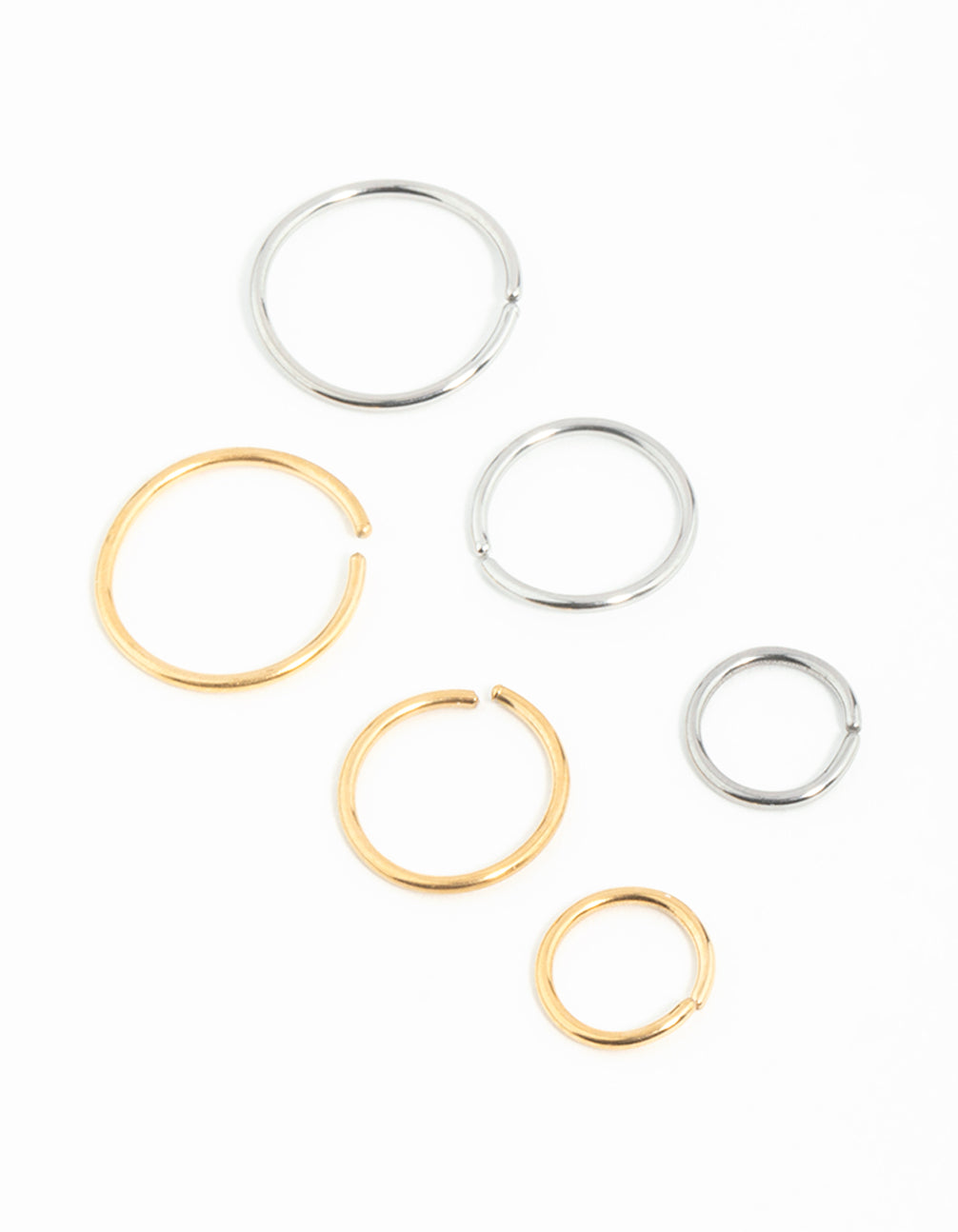 Mixed Metals Graduating Nose Rings 6-Pack