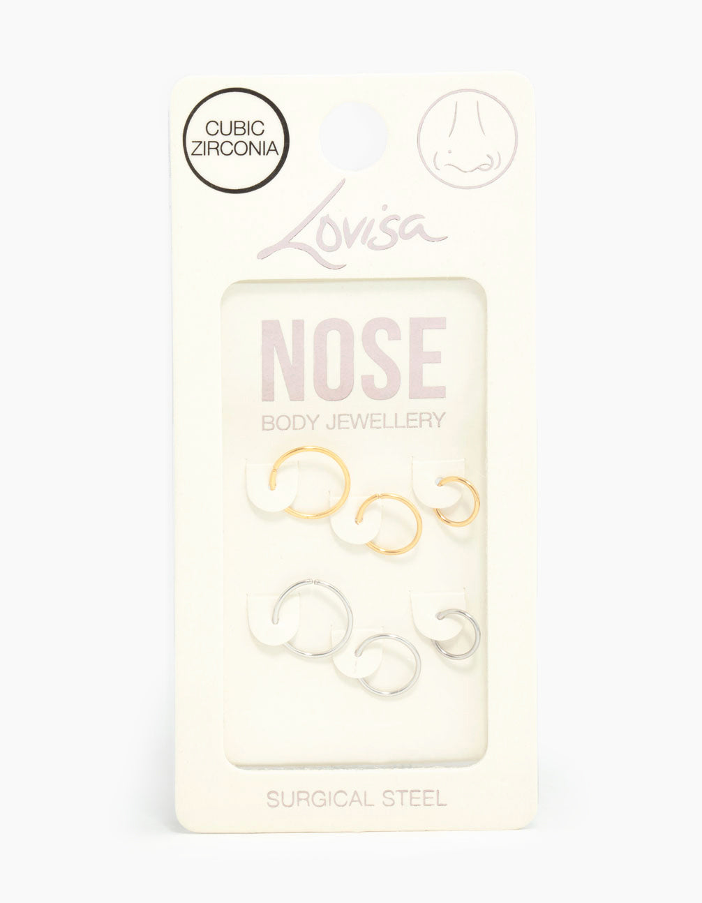 Mixed Metals Graduating Nose Rings 6-Pack