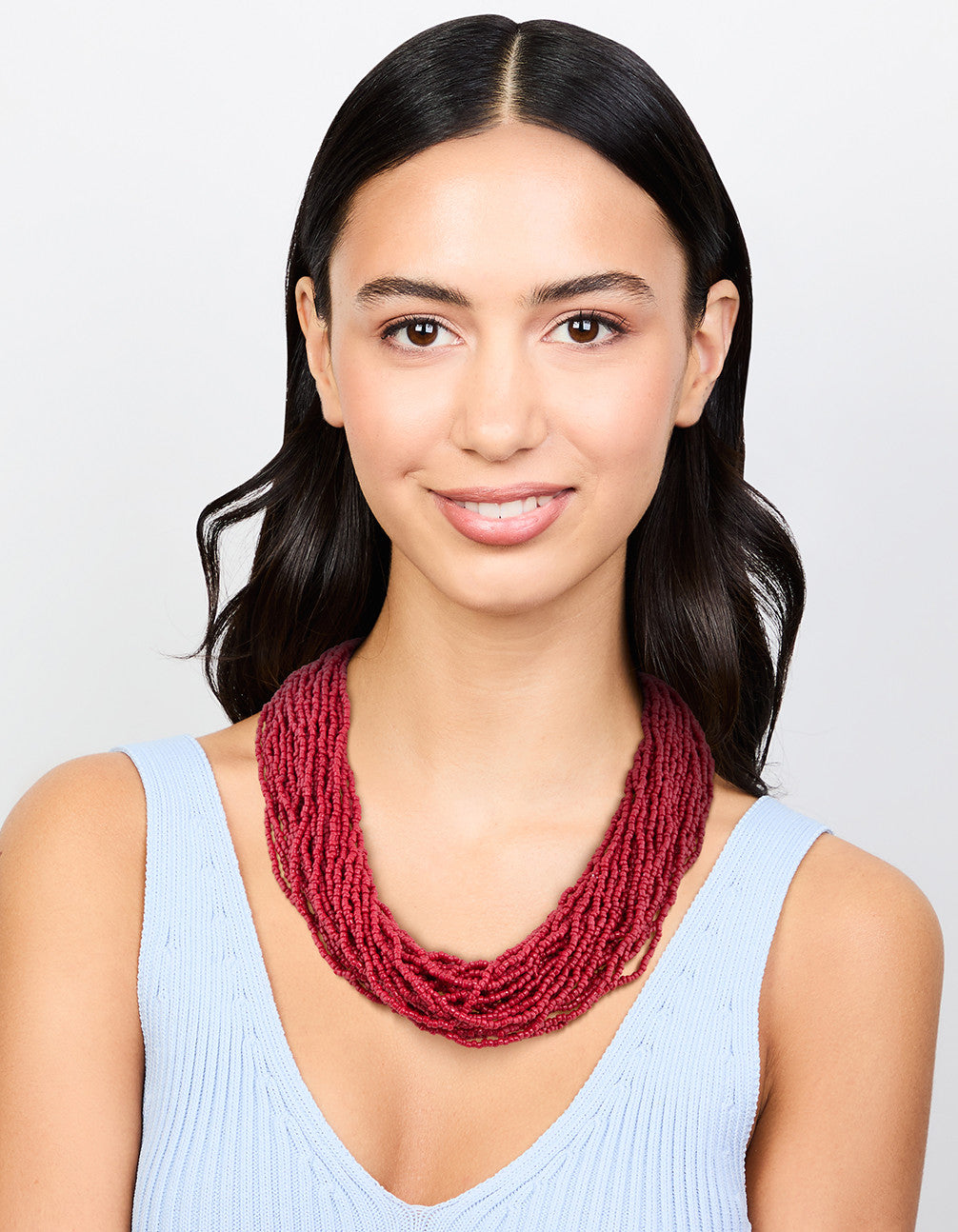 Red Beaded Layered Necklace