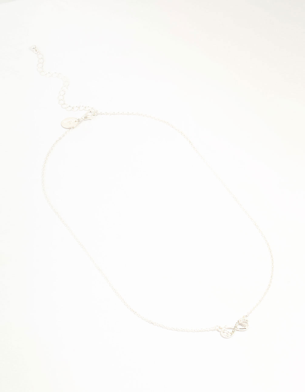 Silver Diamante Infinity With Heart Necklace