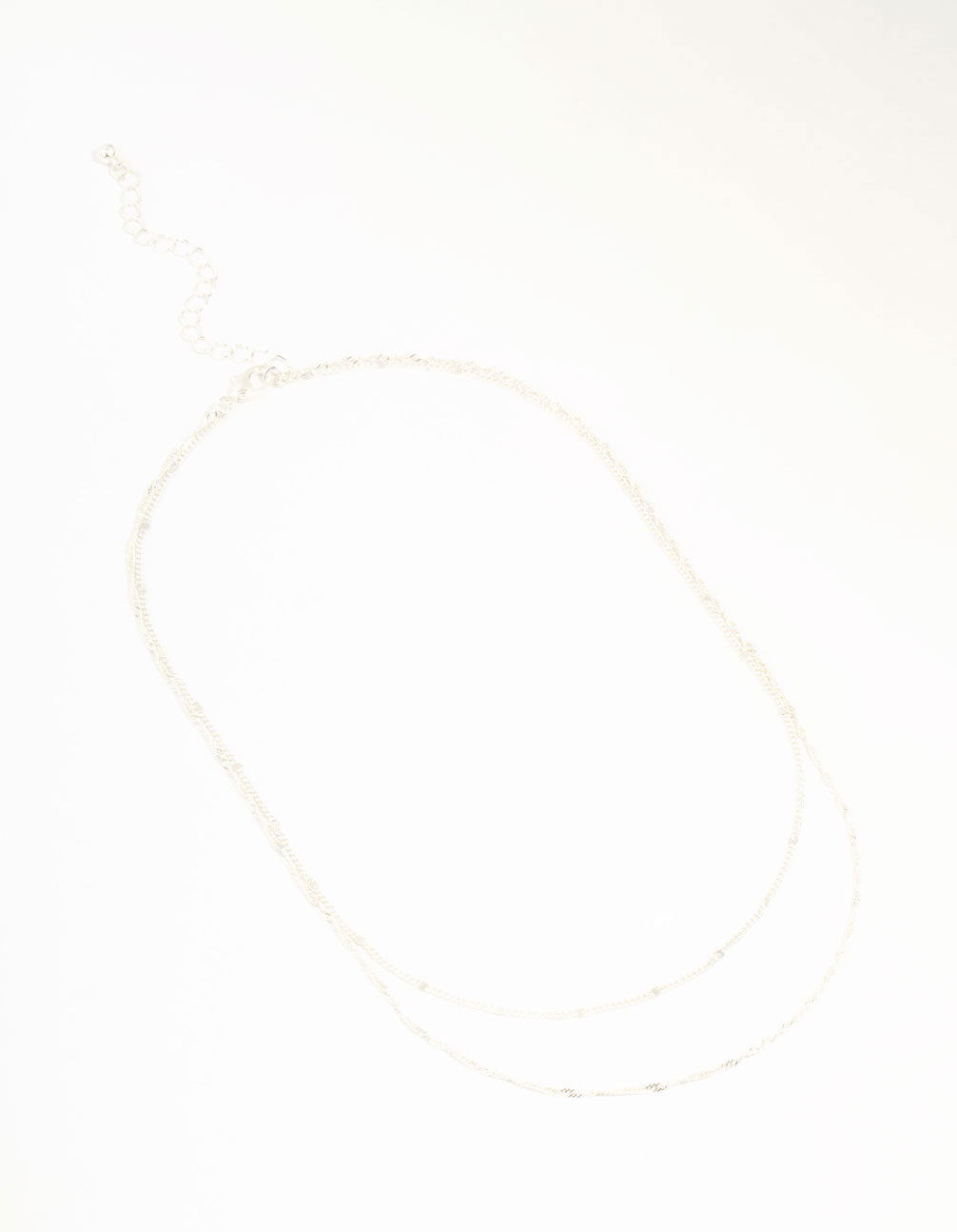 Silver Rope Layered Chain Necklace