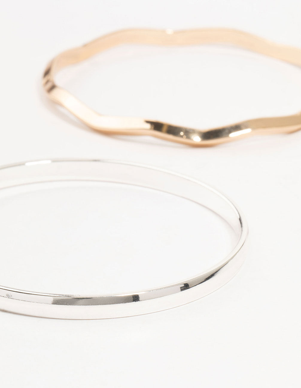 Mixed Metals Plain & Wavy Bangles 4-Pack