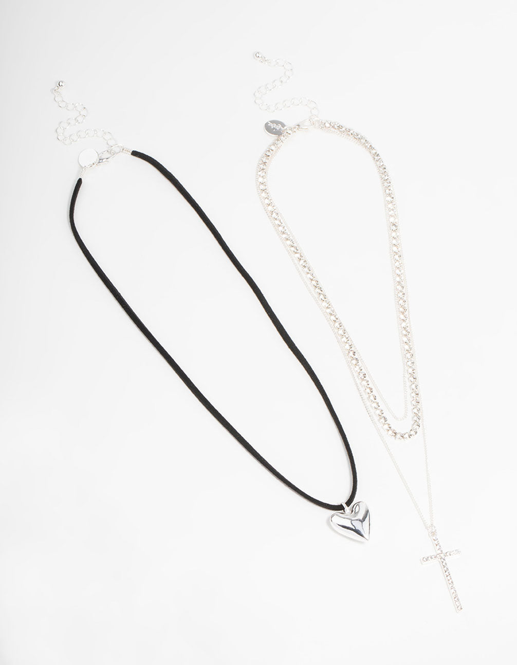 Silver Layered & Cord Pendant Necklaces 2-Pack