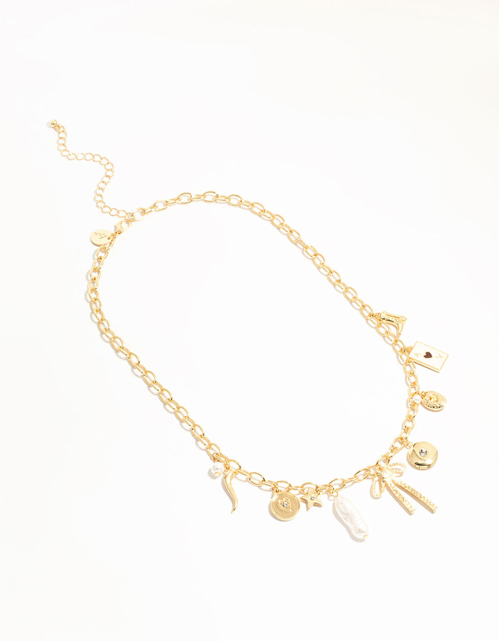 Gold Plated Bow & Star Charm Necklace