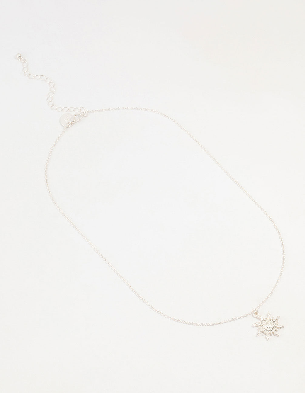 Silver Diamante Sun Pendant Necklace
