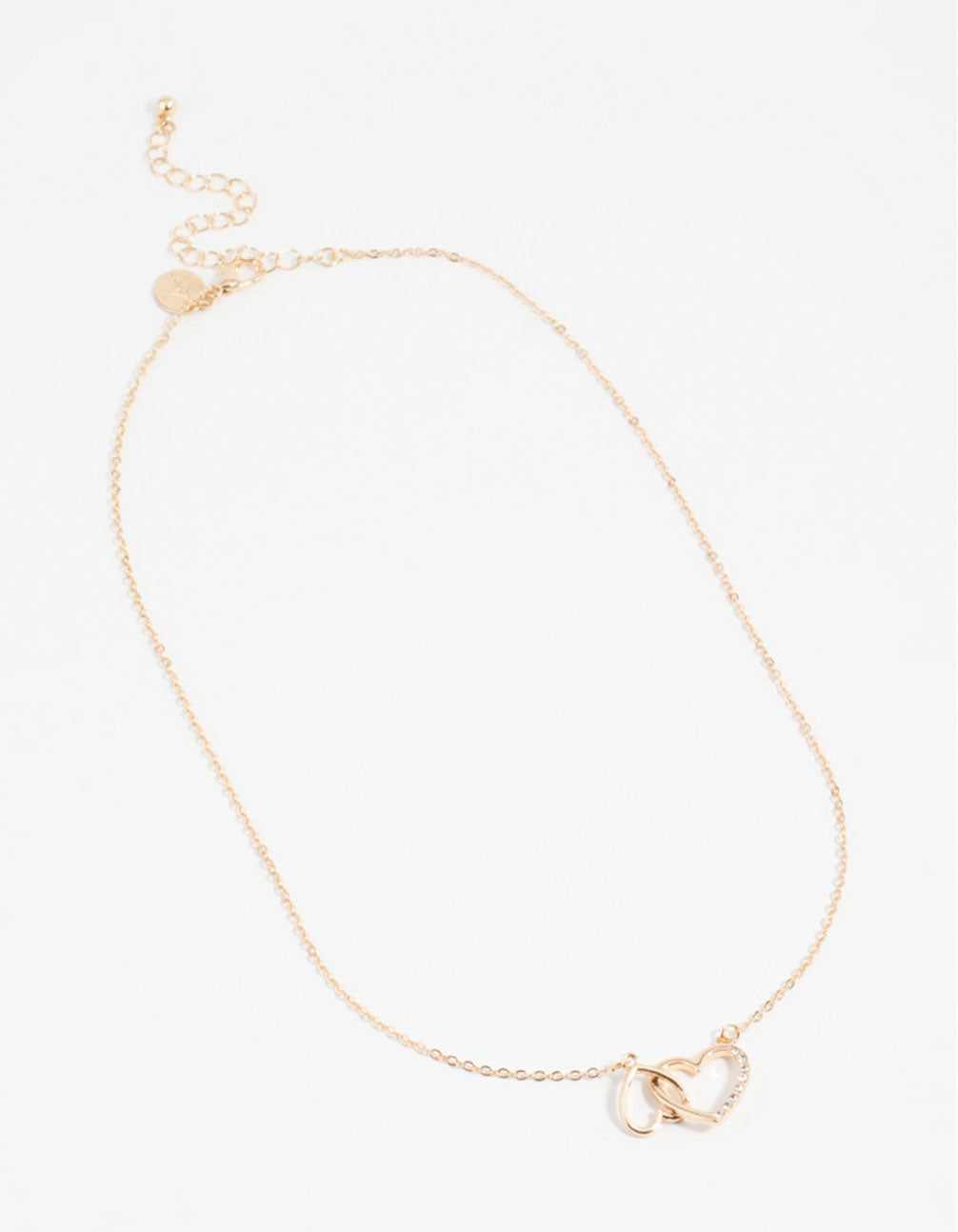 Gold Diamante Heart Link Necklace
