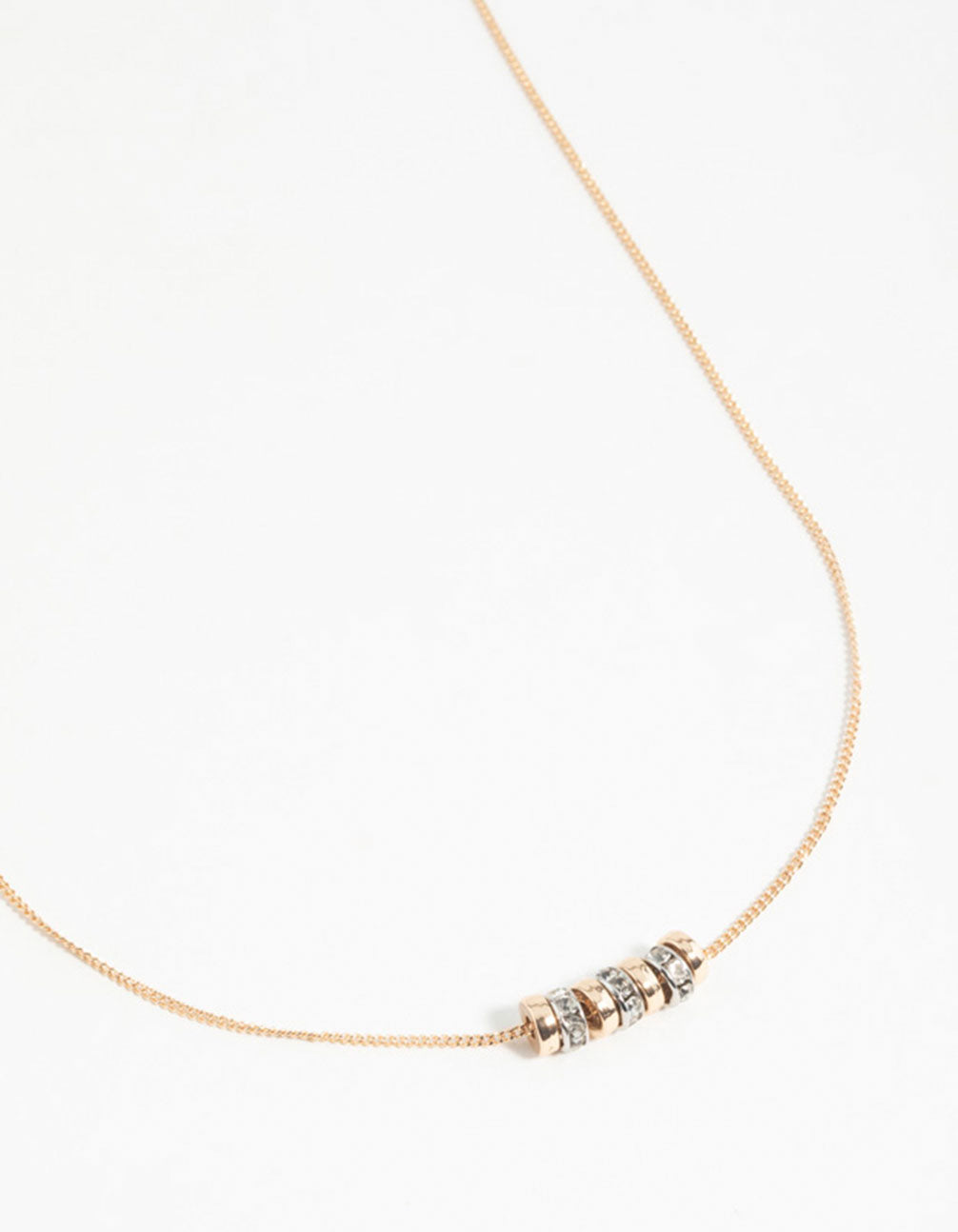 Mixed Metals Diamante Rondell Necklace