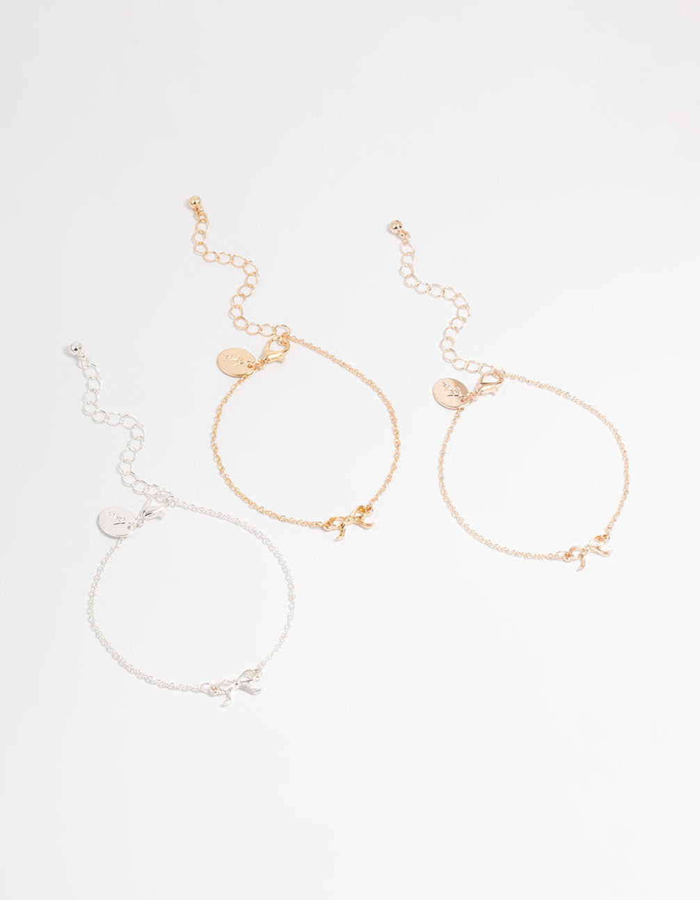 Mixed Metals Bow Bracelets 3-Pack