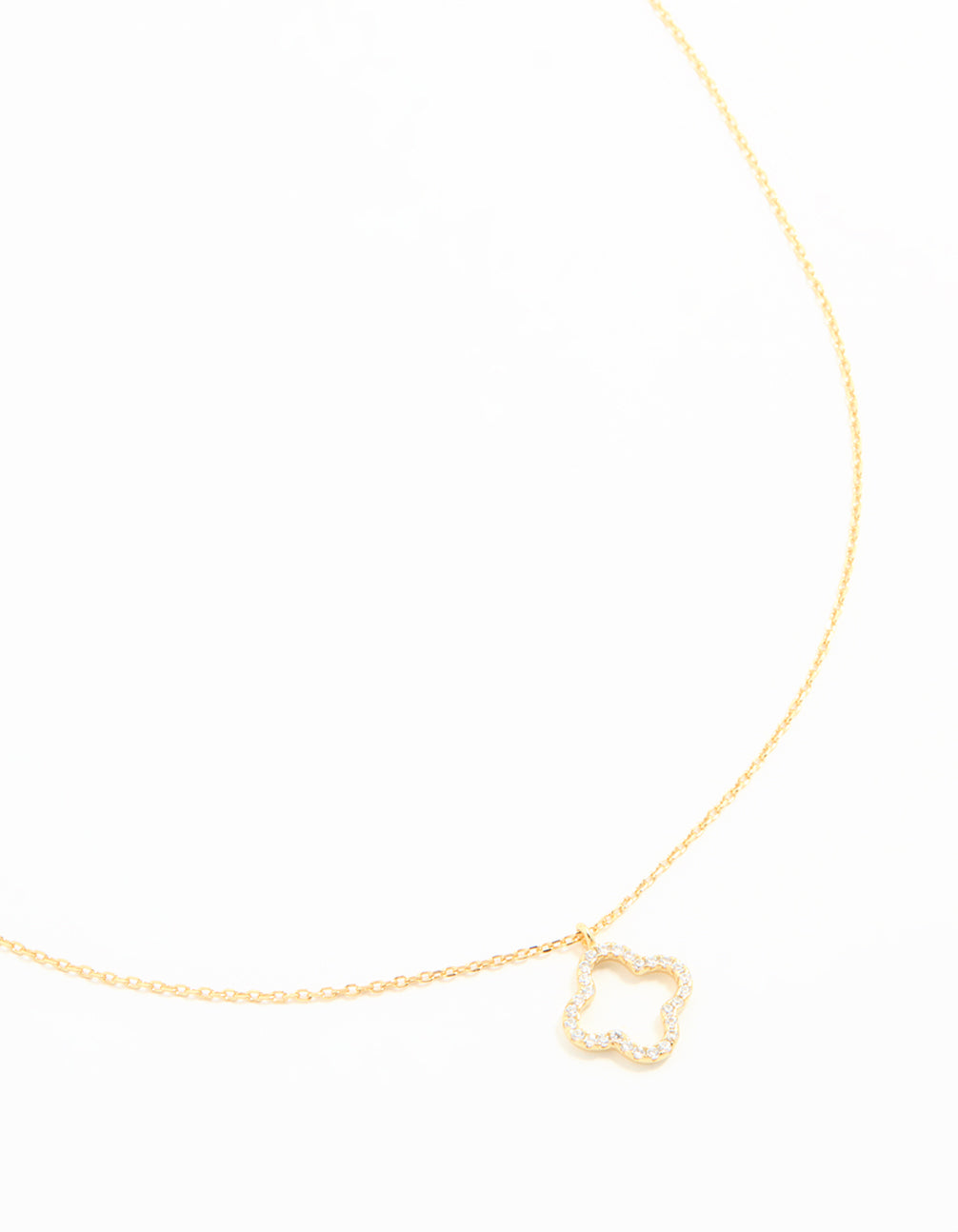 Gold Plated Sterling Silver Cubic Zirconia Flower Pendant Necklace