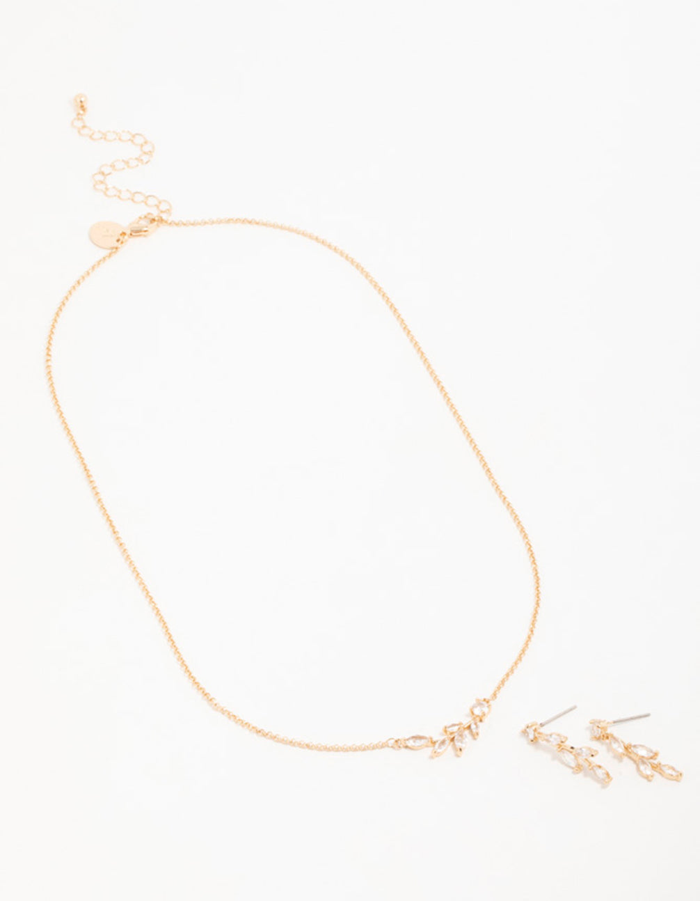 Gold Olive Branch Necklace & Earrings Set