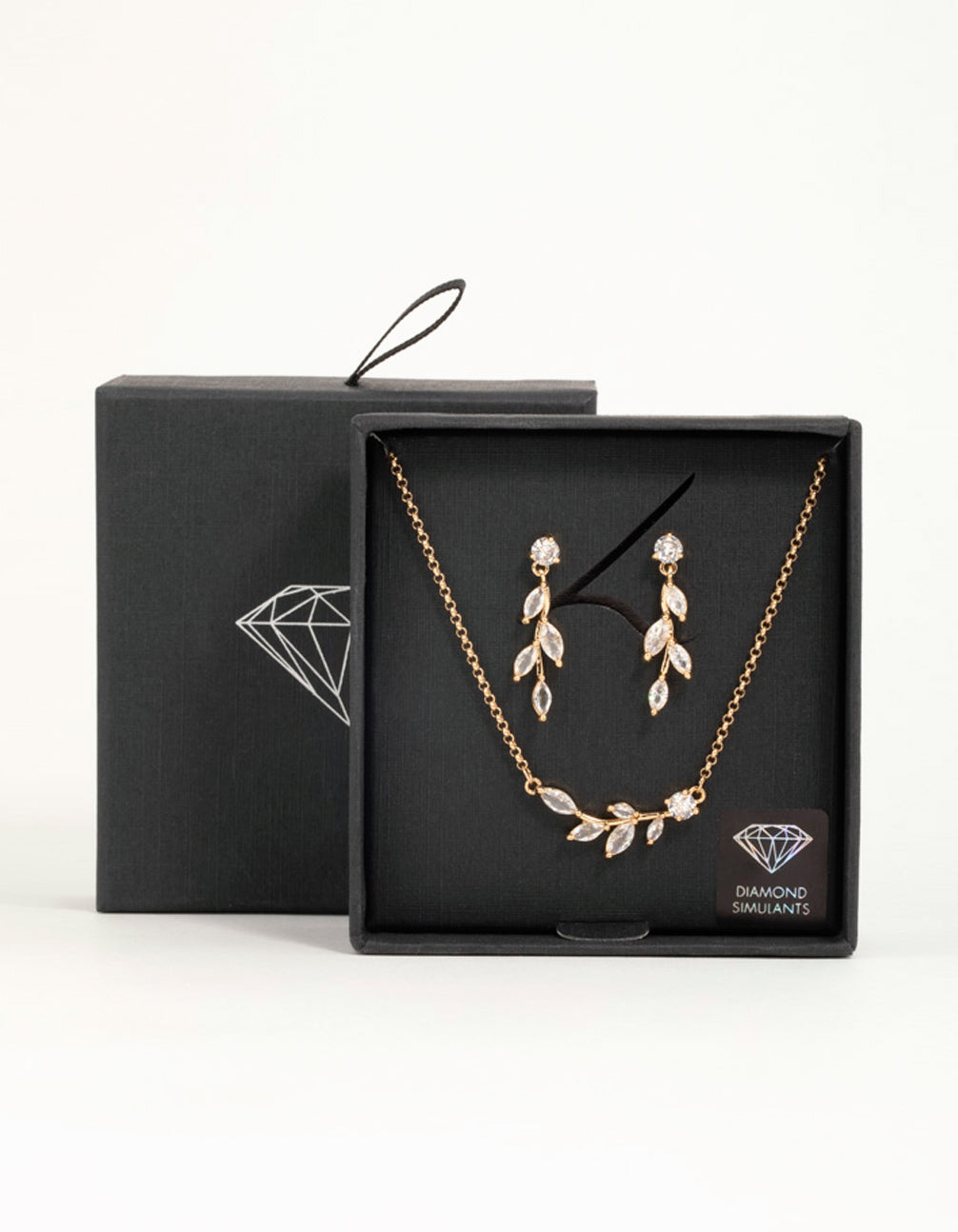 Gold Olive Branch Necklace & Earrings Set