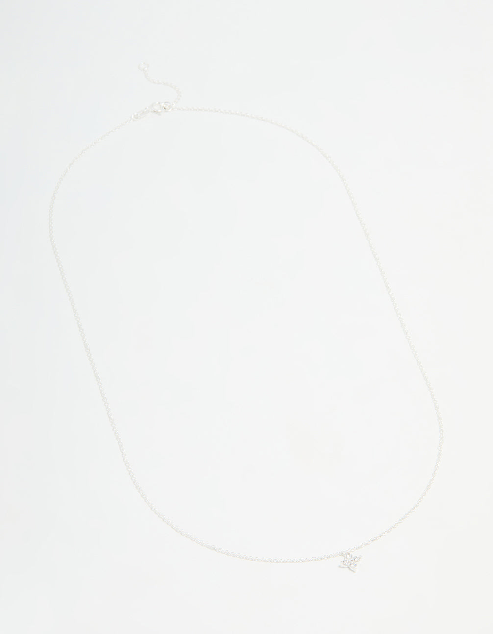 Sterling Silver Cubic Zirconia Micro Flower Pendant Necklace