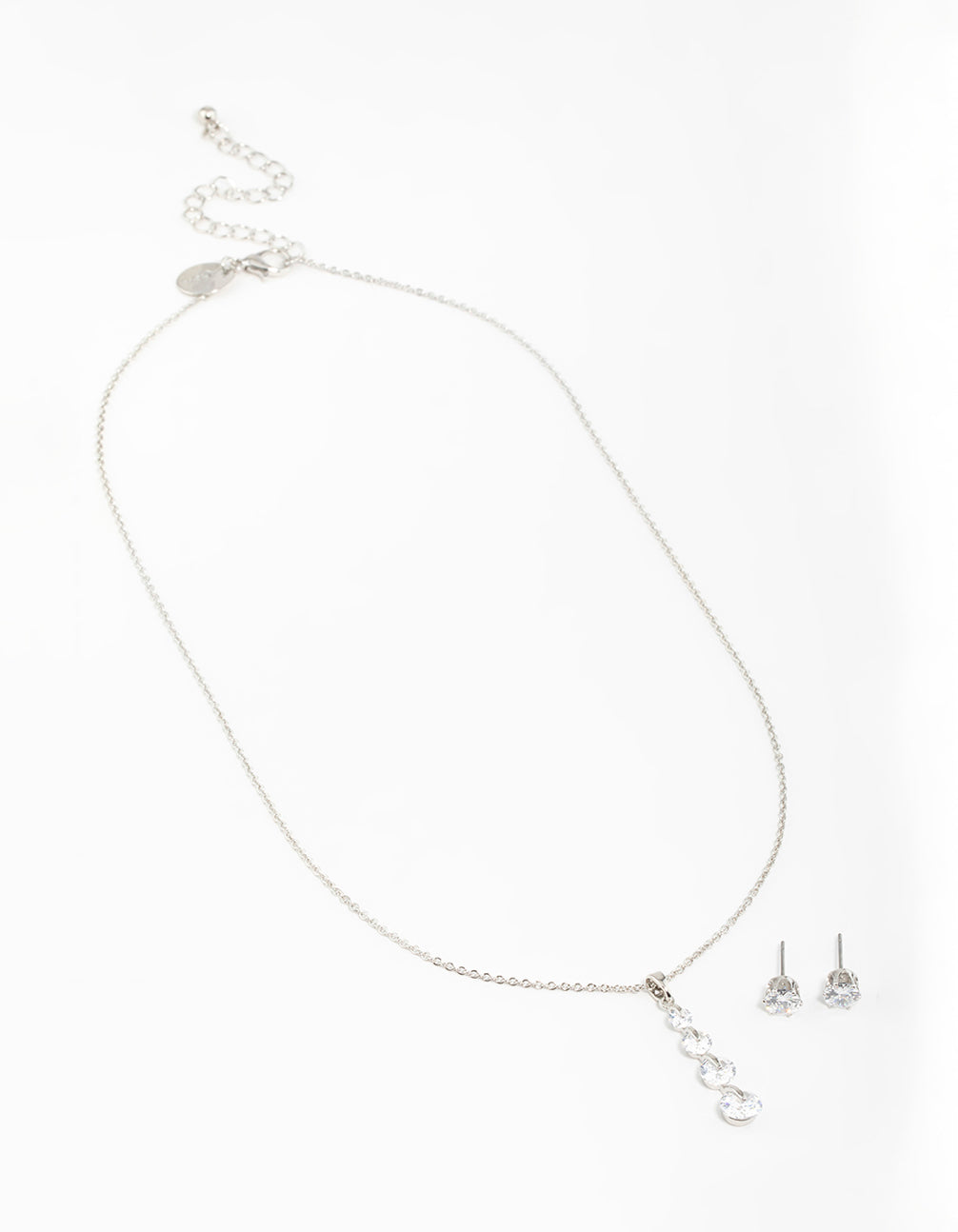 Silver Cubic Zirconia Necklace & Earrings Set