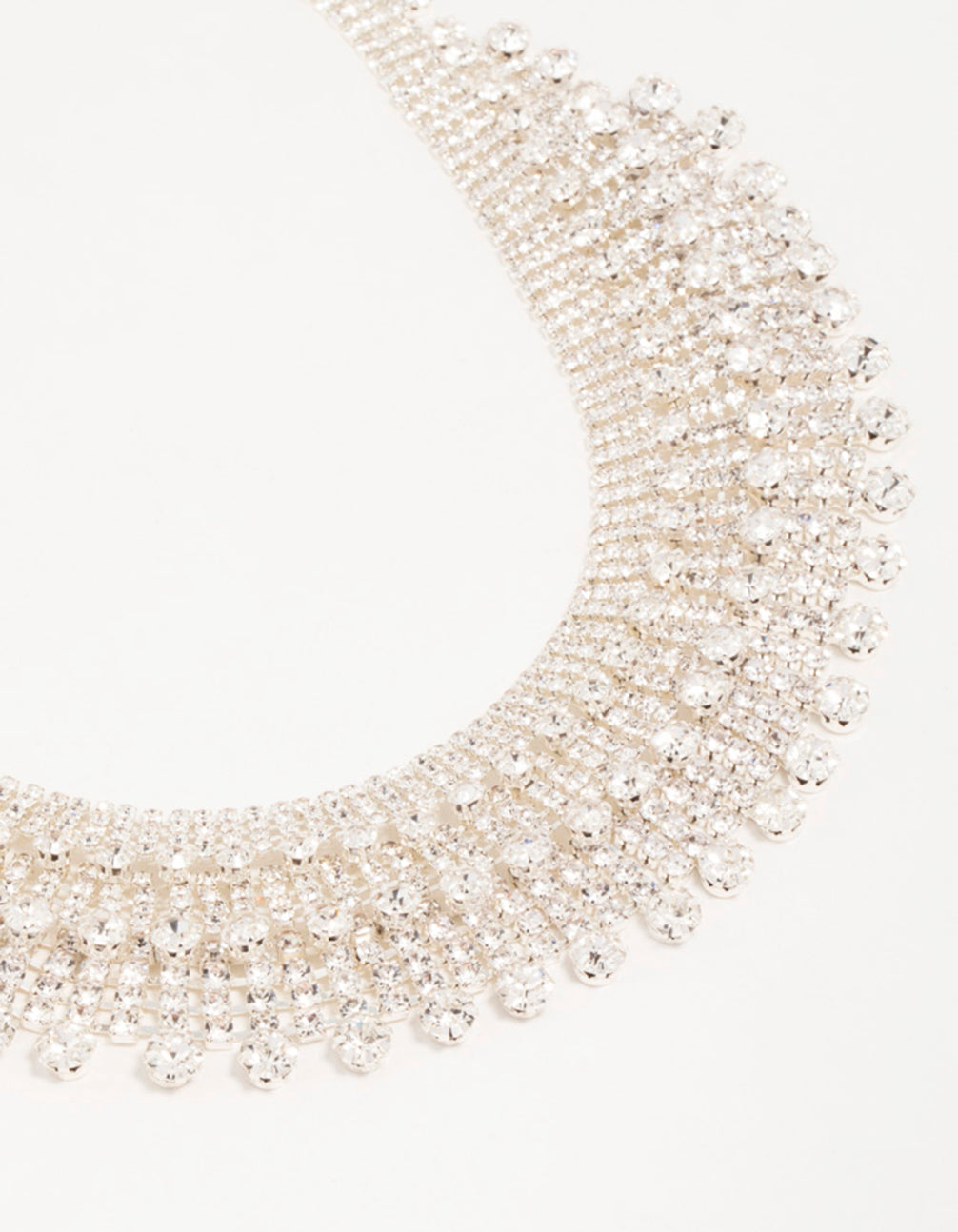 Silver Diamante Fan Cupchain Bib Necklace