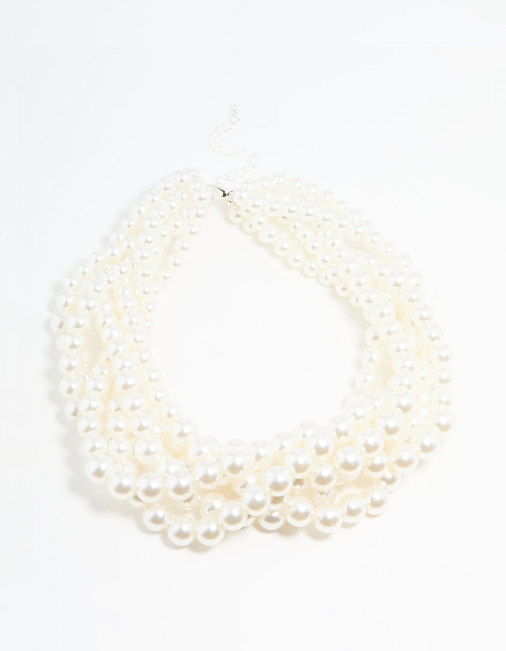 Silver Braided Pearl Layered Necklace