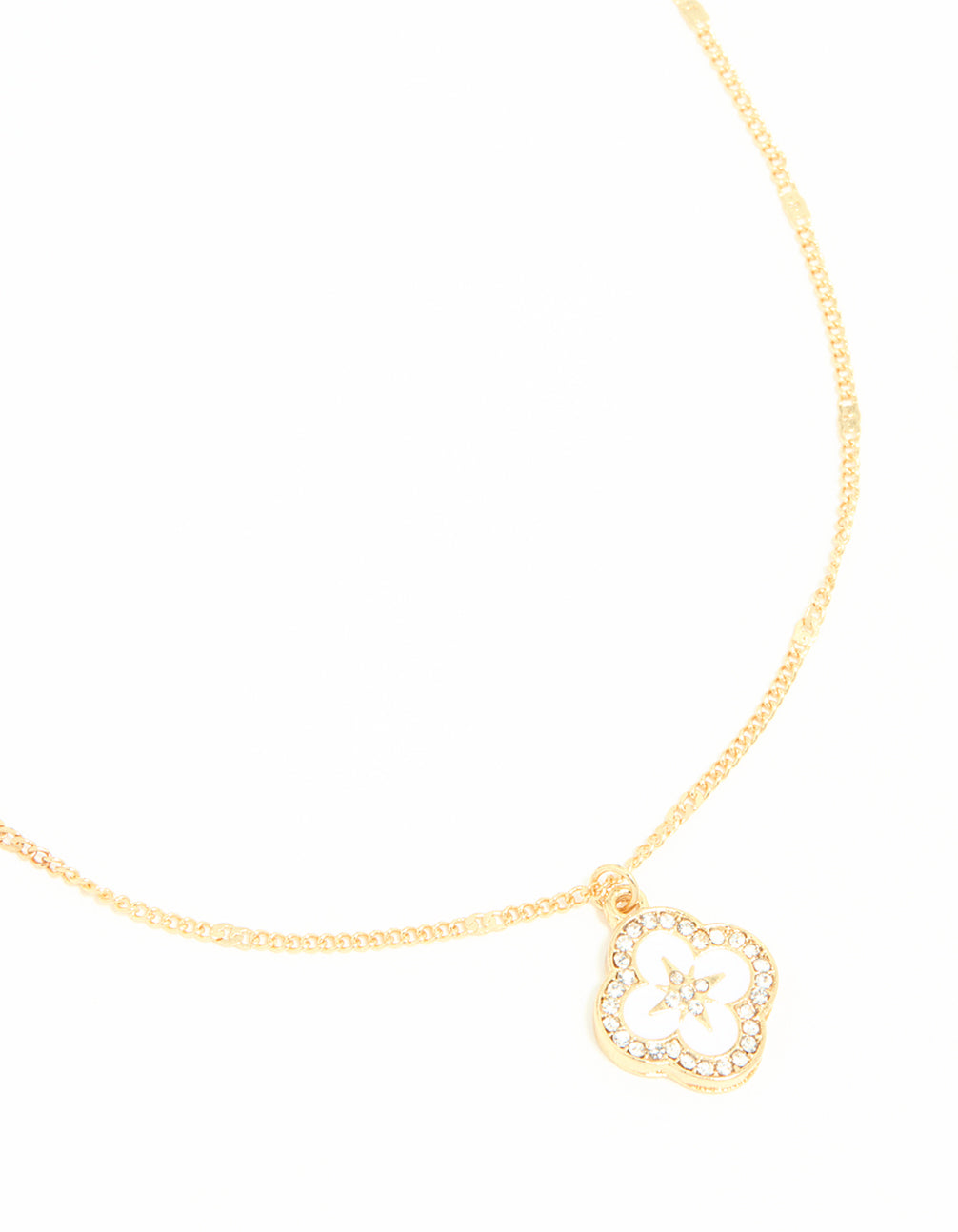 Waterproof Gold Plated Stainless Steel Flower Enamel Pendant Necklace