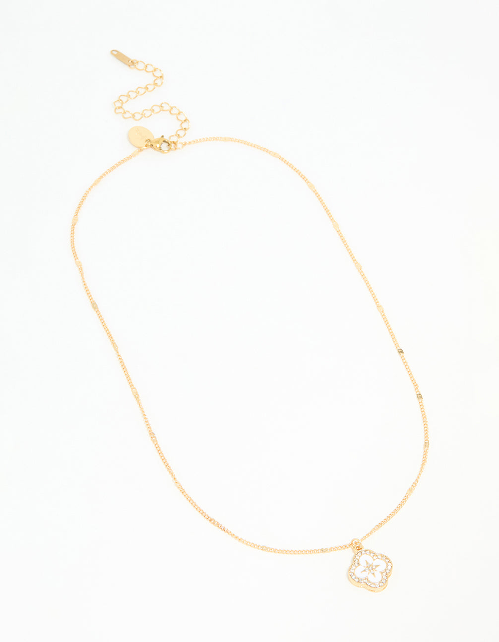 Waterproof Gold Plated Stainless Steel Flower Enamel Pendant Necklace