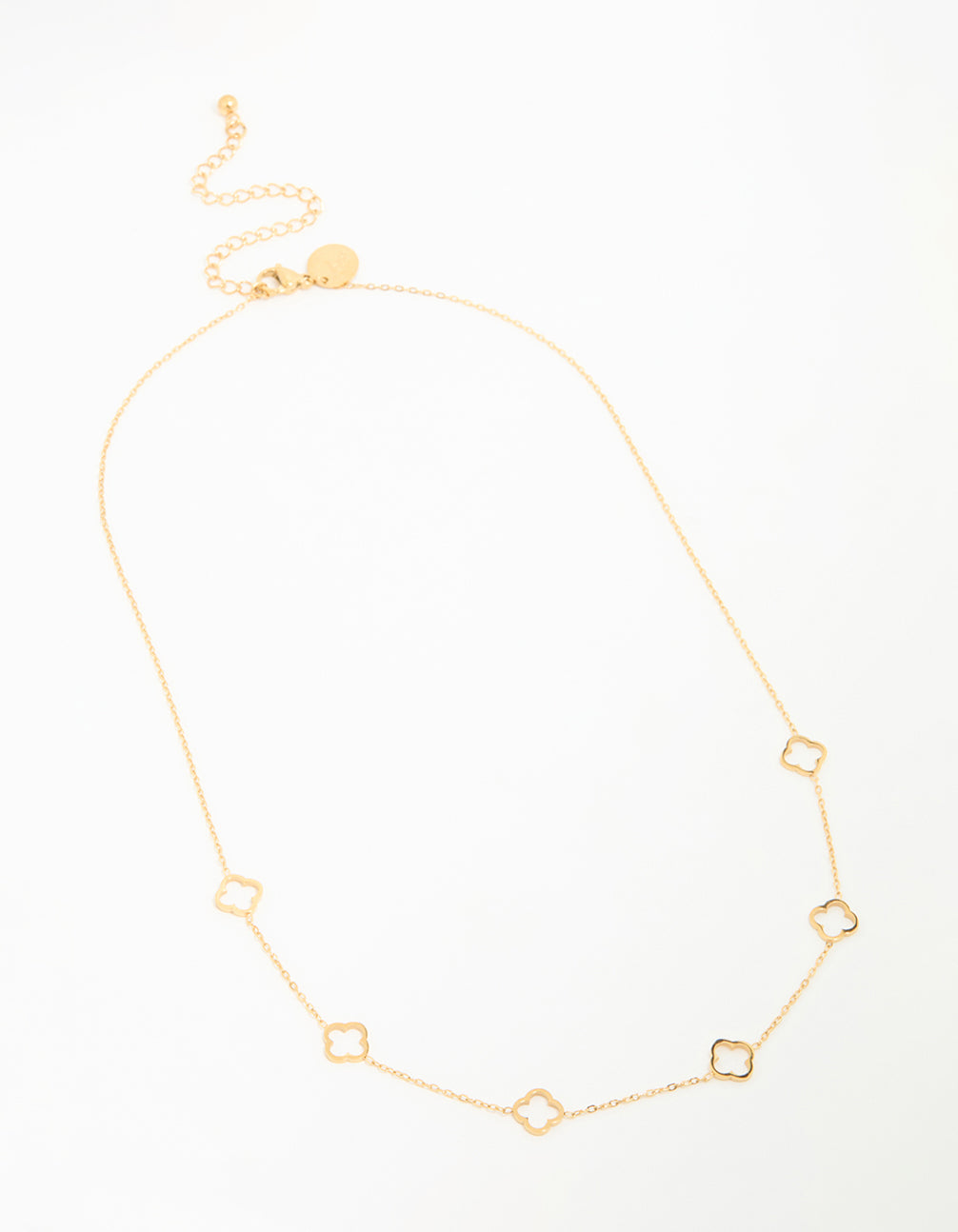 Waterproof Gold Plated Stainless Steel Hollow Flower Pendant Necklace