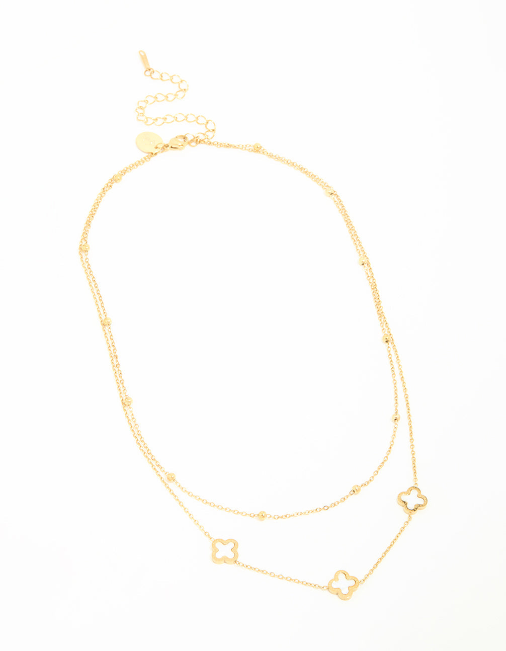 Waterproof Gold Plated Stainless Steel Flower Layered Necklace