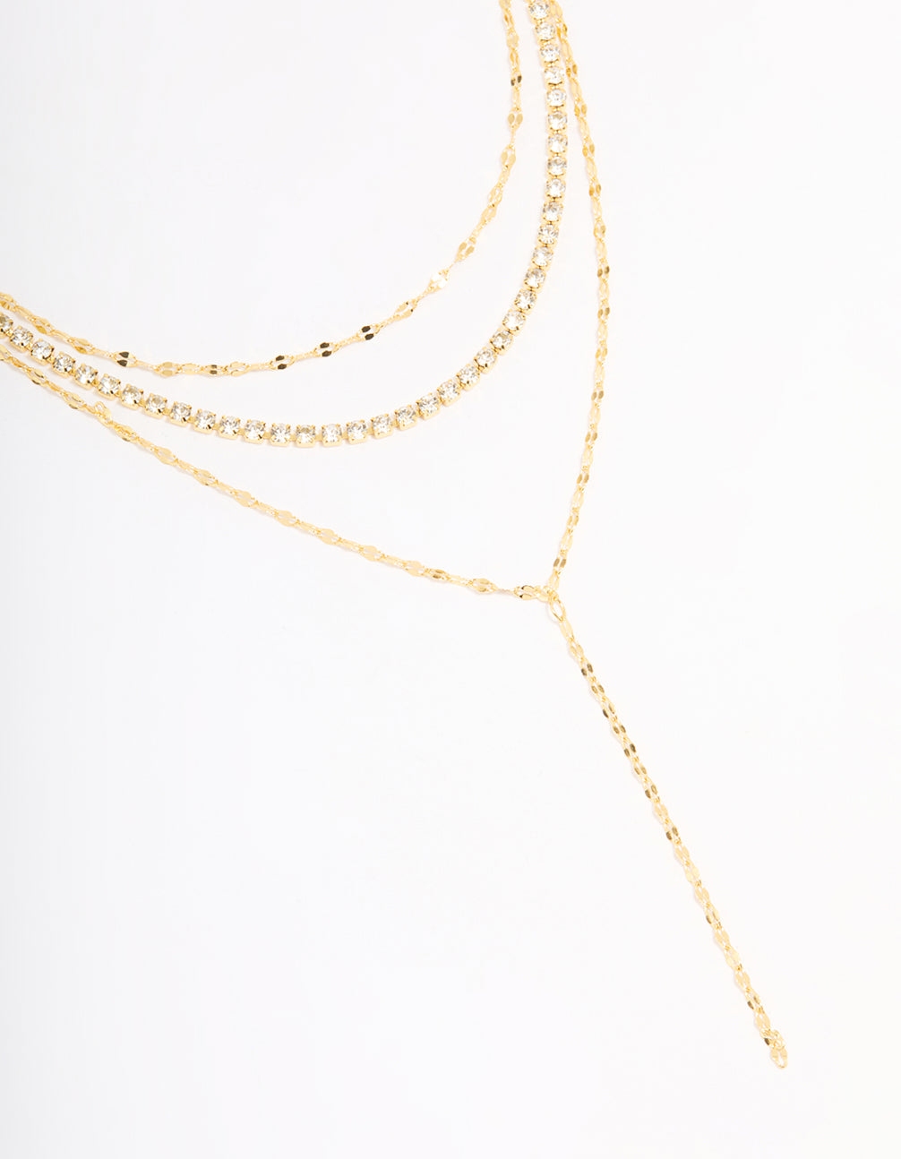 Gold Plated Tennis Chain Layered Y-Necklace