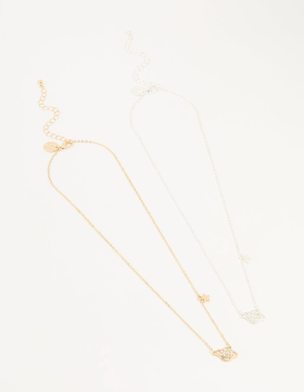 Mixed Metal Star & Planet Necklaces 2-Pack