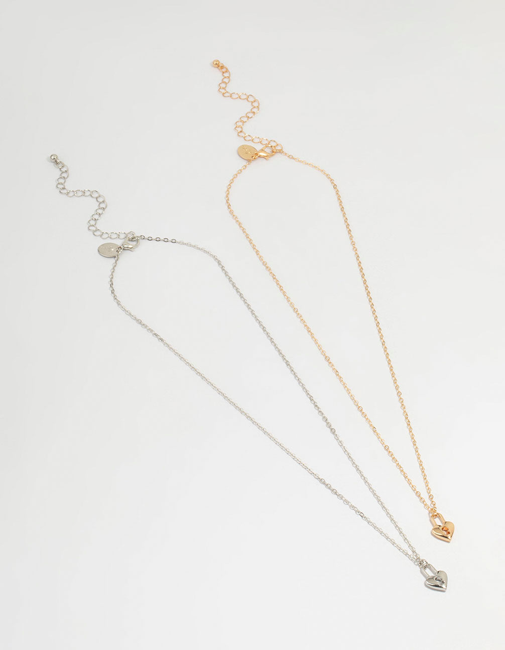 Mixed Metal Heart Locket Necklaces 2-Pack