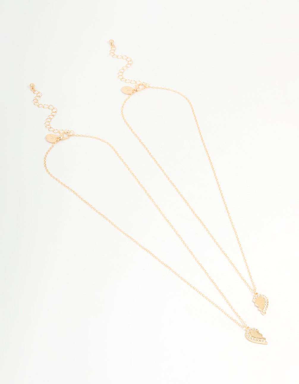 Gold Diamante Heart Friendship Necklaces 2-Pack