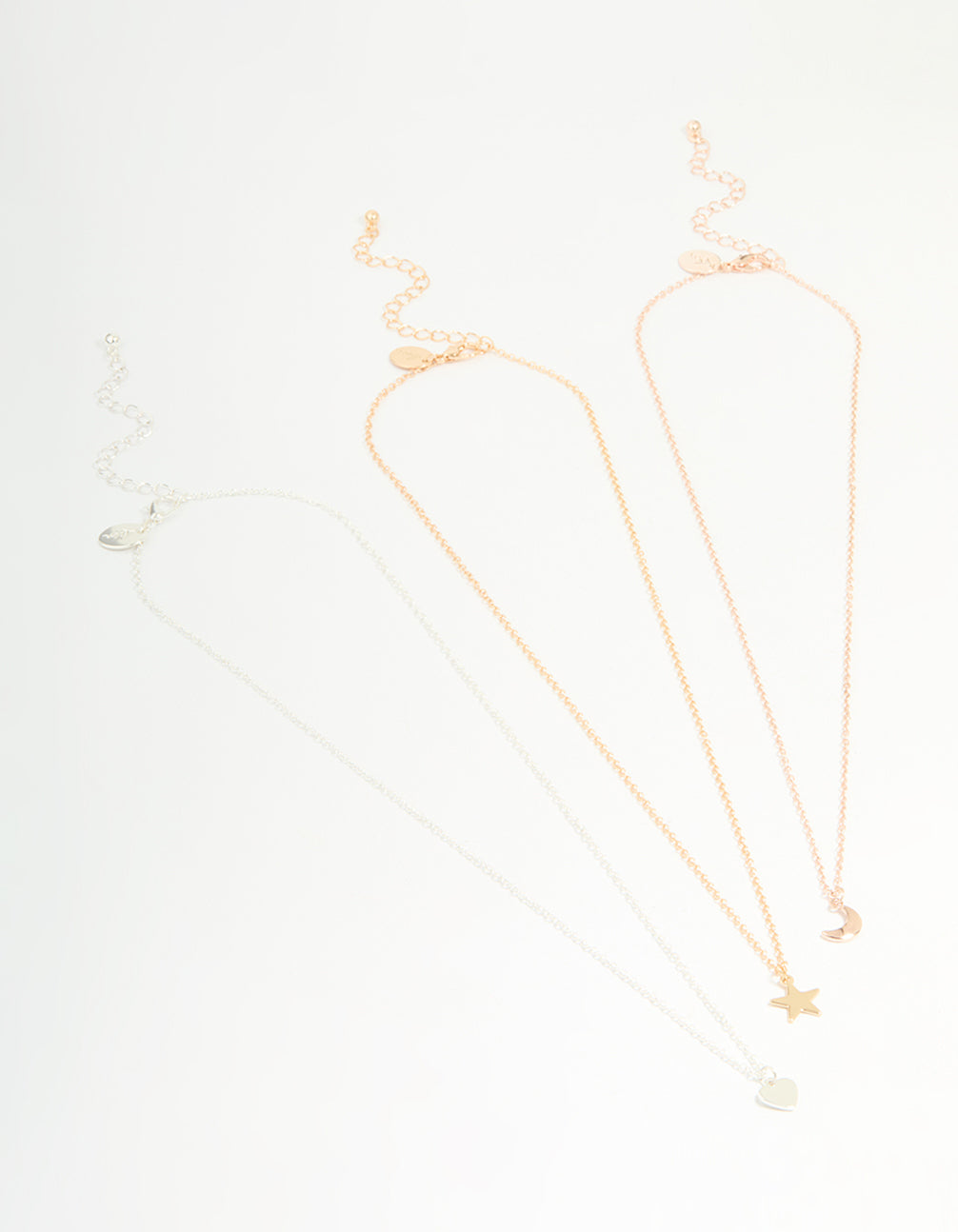 Mixed Metal Star, Moon & Heart Necklaces 3-Pack