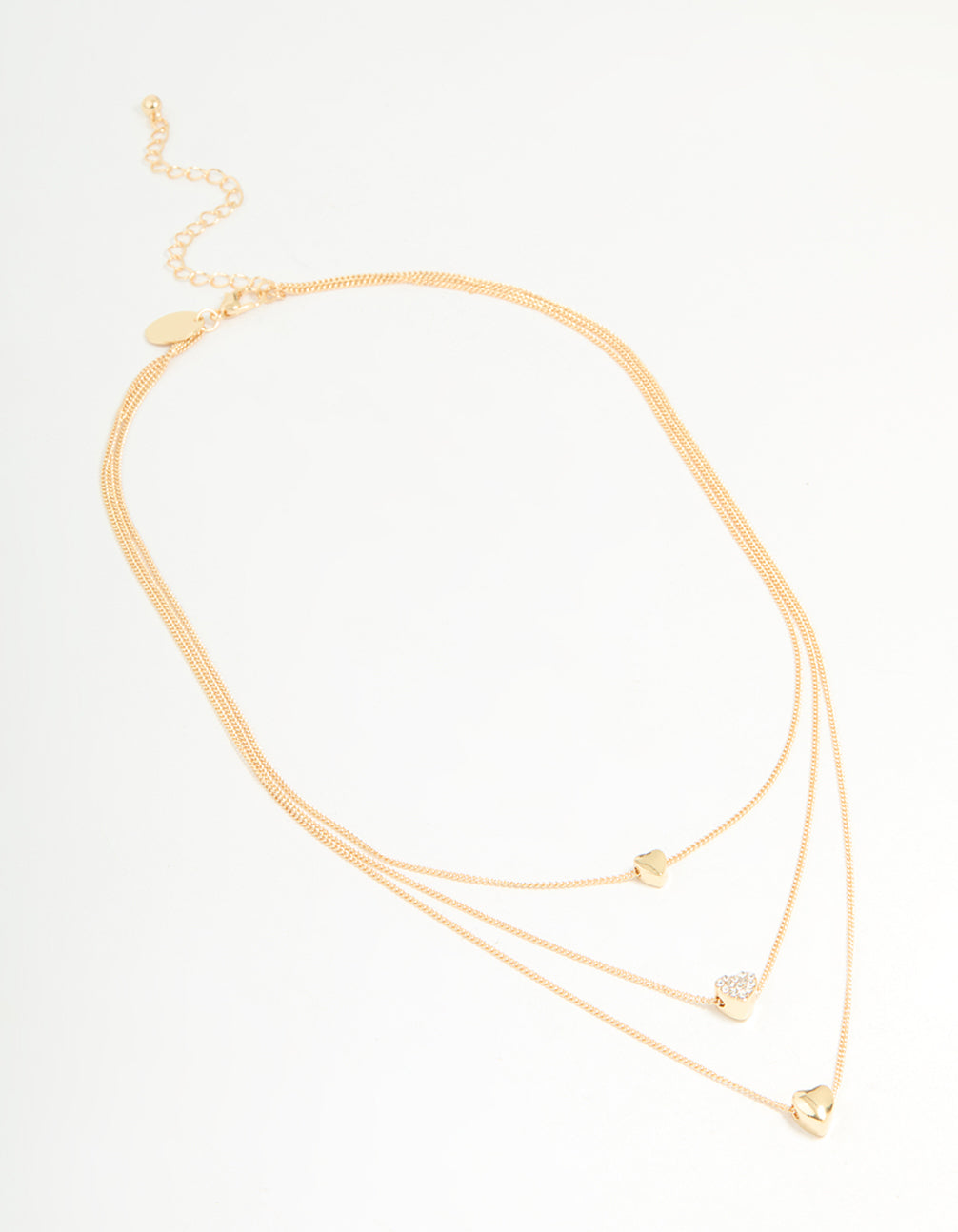 Gold Diamante Heart Layered Necklace