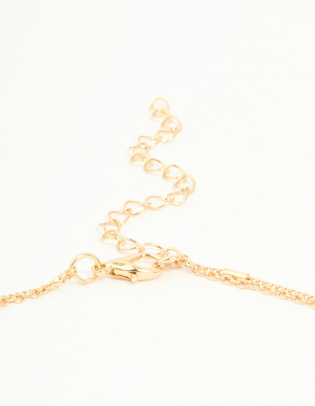 Gold Red & Pink Beaded & Pendant Layered Necklace