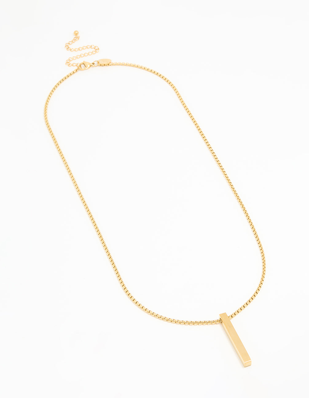 Waterproof Gold Plated Stainless Steel Rectangle Pendant Long Necklace