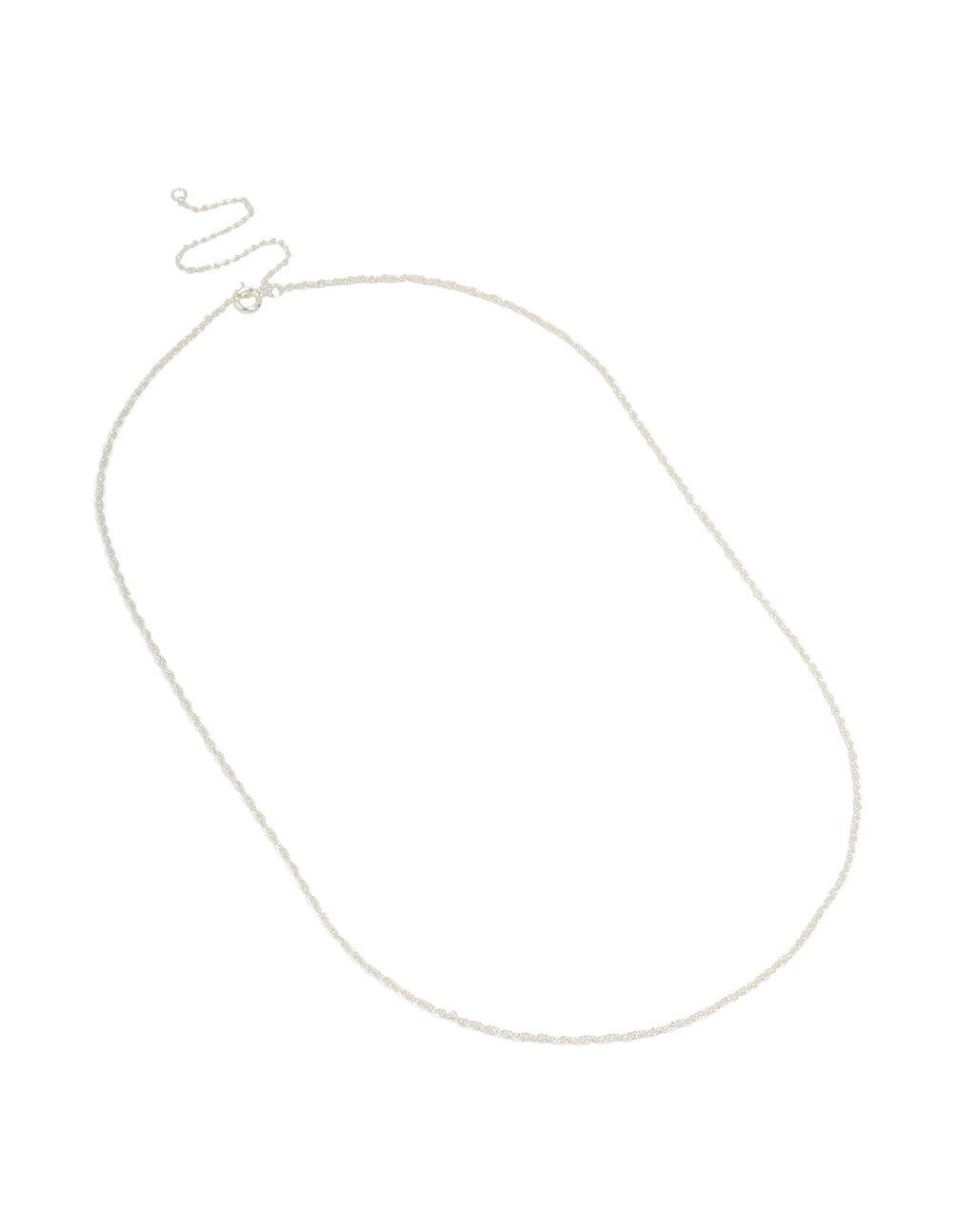 Silver Plated Brass Thin Twisted Chain Necklace