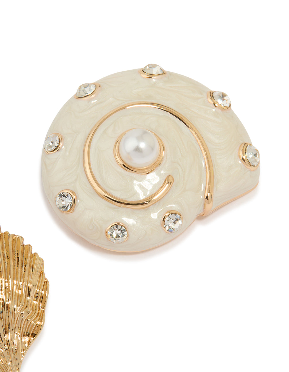 Gold Mixed Metal Shell Brooch Pack