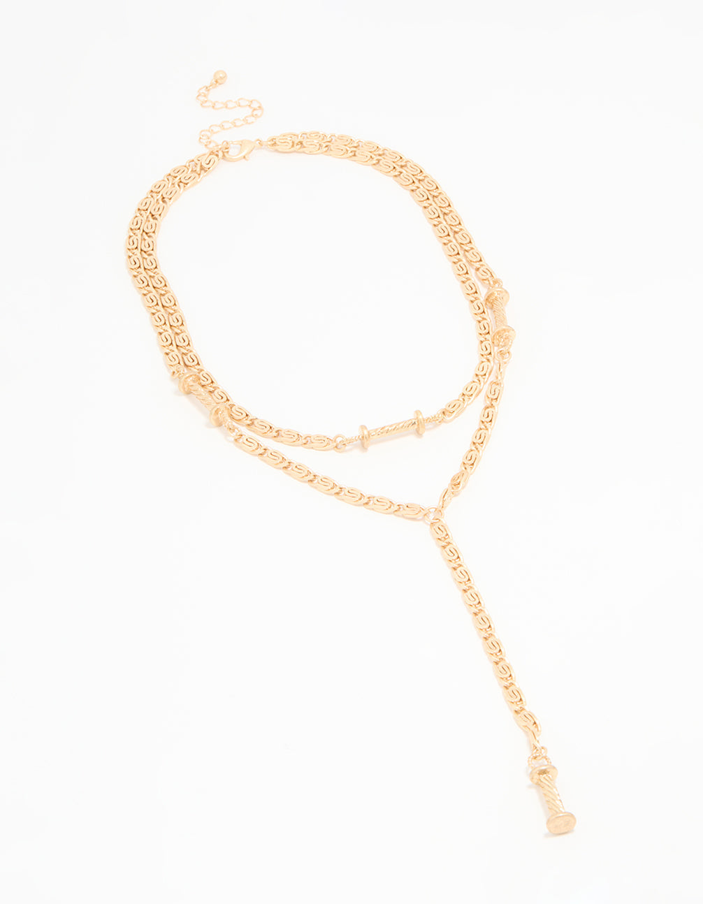 Gold Layered Barrel Y-Necklace