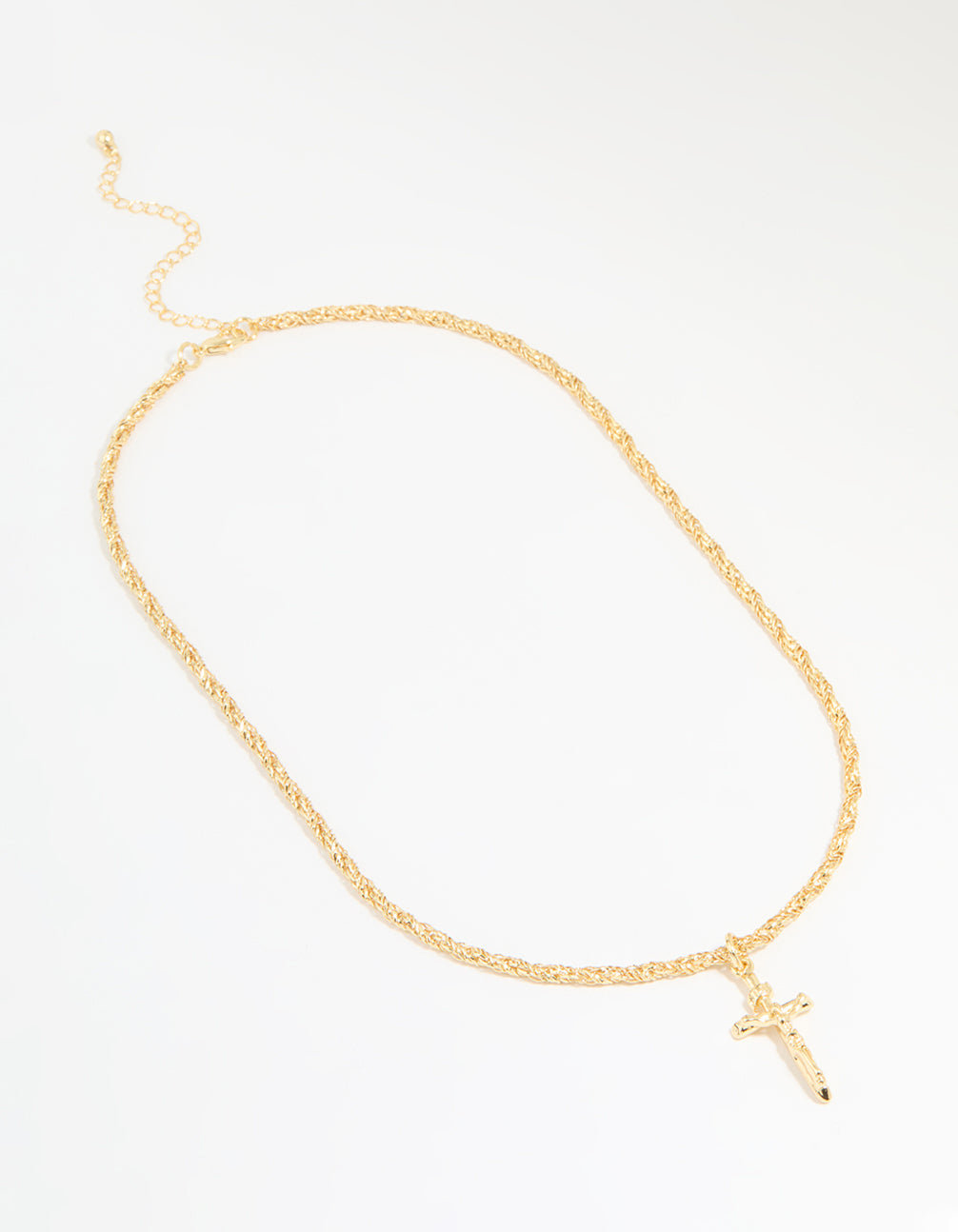 Gold Plated Twisted Chain Cross Necklace