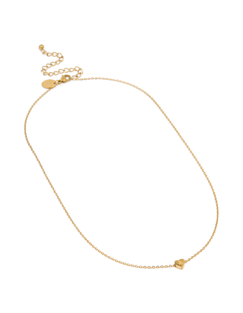 Waterproof Gold Plated Stainless Steel Mini Heart Letter A Necklace
