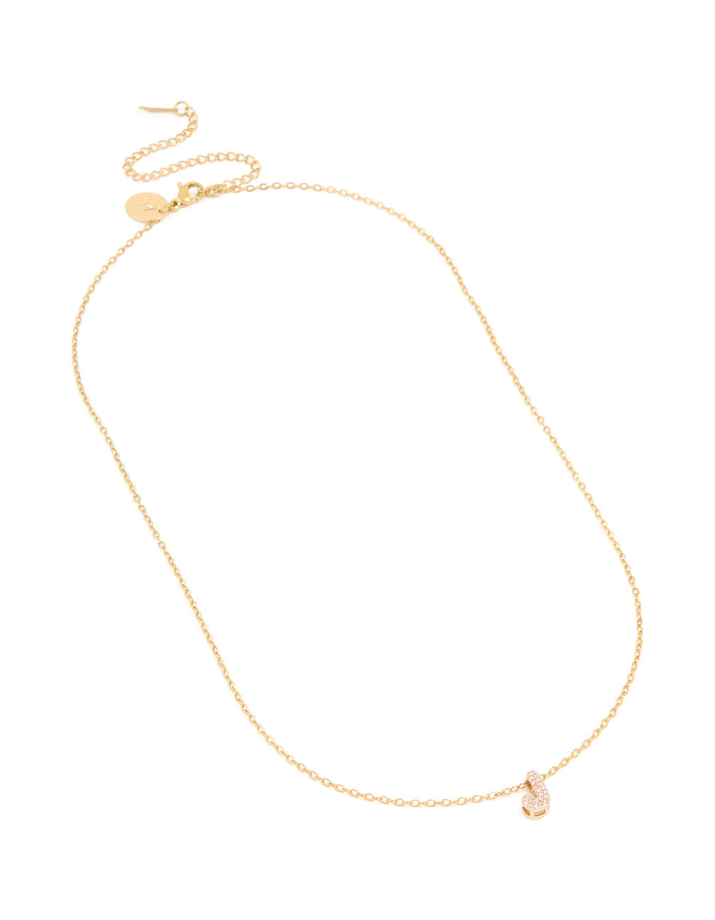 Waterproof Gold Plated Stainless Steel Cubic Zirconia Mini Pavé Letter J Necklace