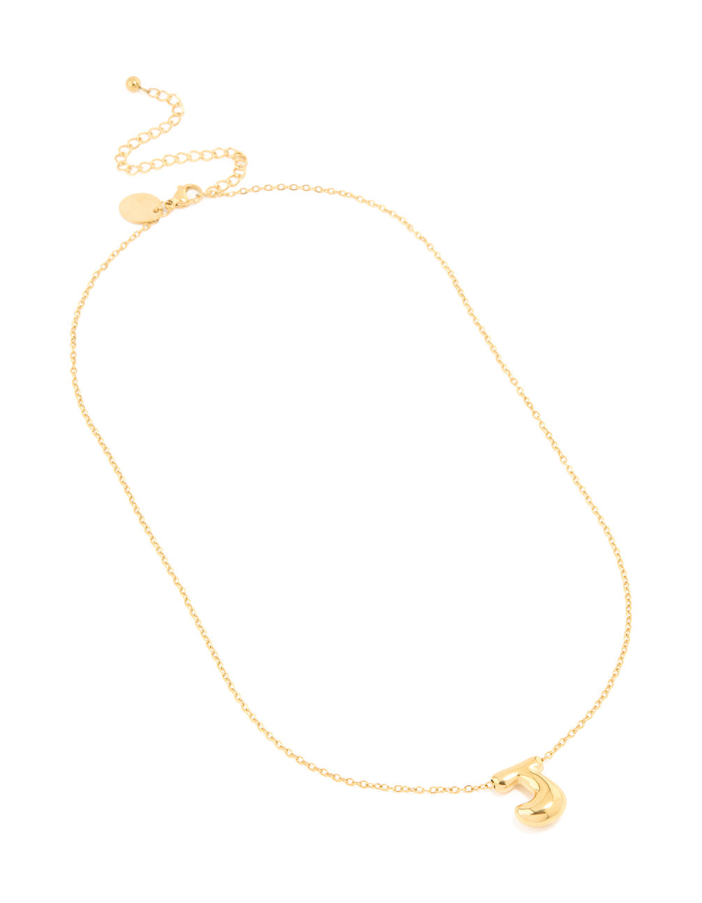 Waterproof Gold Plated Stainless Steel Large Bubble Letter J Necklace