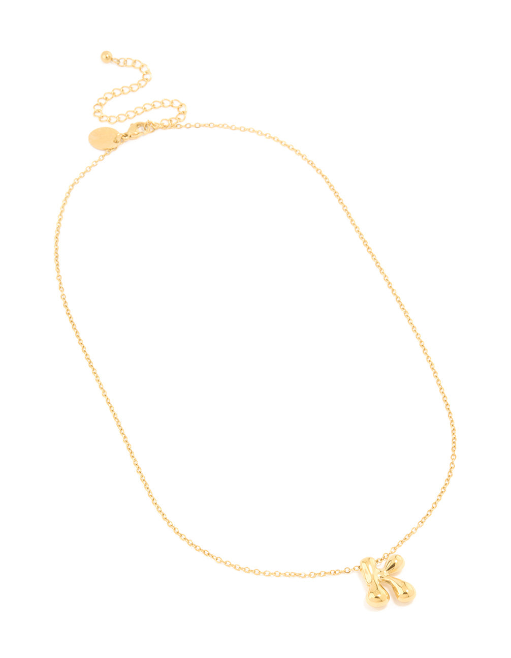 Waterproof Gold Plated Stainless Steel Large Bubble Letter K Necklace